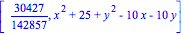 [30427/142857, x^2+25+y^2-10*x-10*y]